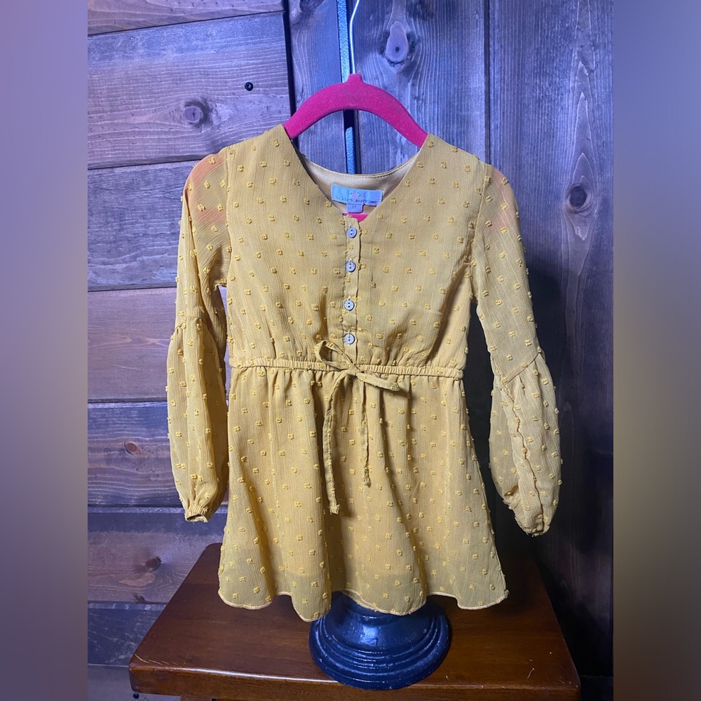 Mustard Girls Dress ! 2T Swiss dot adorable dress